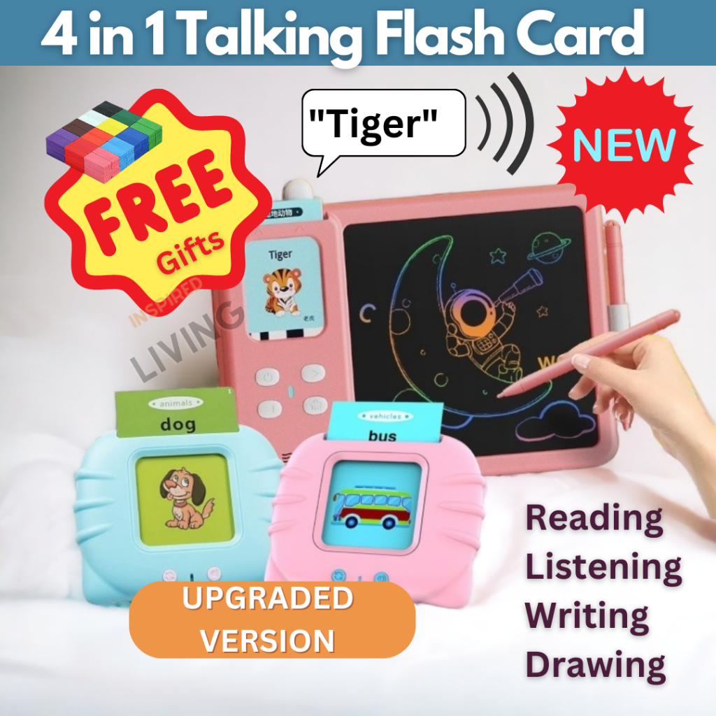 Talking Flash Cards Learning Toys For Age 2 6| Baby | Montessori Educational | Lcd Writing Board | Birthday Gift