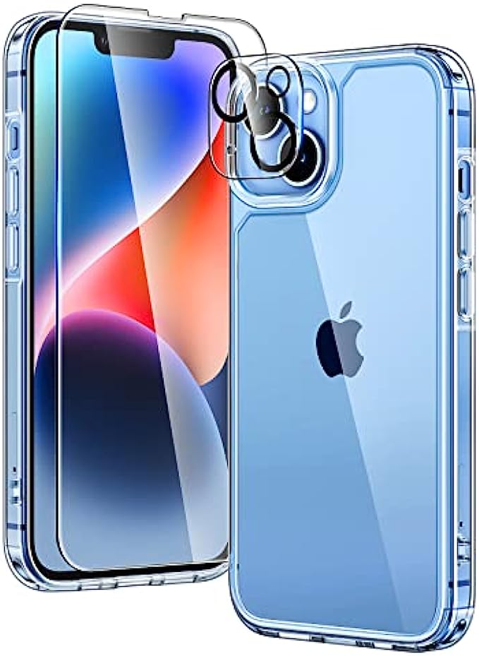 Tauri 5 In 1 Designed For Iphone 14 Case Clear [not Yellowing] With 2x Screen Protectors + 2x Camera Lens Protectors [military Grade Drop Protection] Shockproof Slim 14 Cover 6.1 Inch