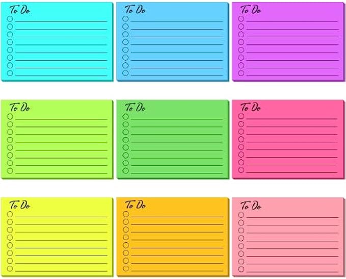 To Do List Sticky Notes Assorted Colors Lined Sticky Notes Self Stick Note Pads Adhesive Memo To Do List For Planner Reminder Studying Home Office Supplies 3 X 4 Inch (9 Pieces Fluorescent Colors)